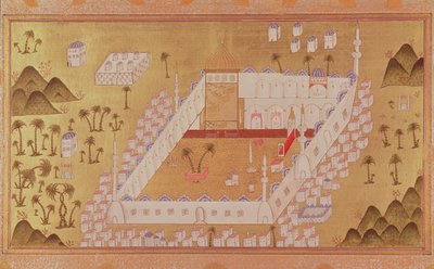 Vue de Médine et de la mosquée du Prophète Muhammad (pigments opaques sur papier) - Ottoman School